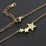 Three Stars Zircon Pendant Choker Necklace for Women, Gold Color Kpop Dainty Chain