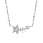 Three Stars Zircon Pendant Choker Necklace for Women, Gold Color Kpop Dainty Chain