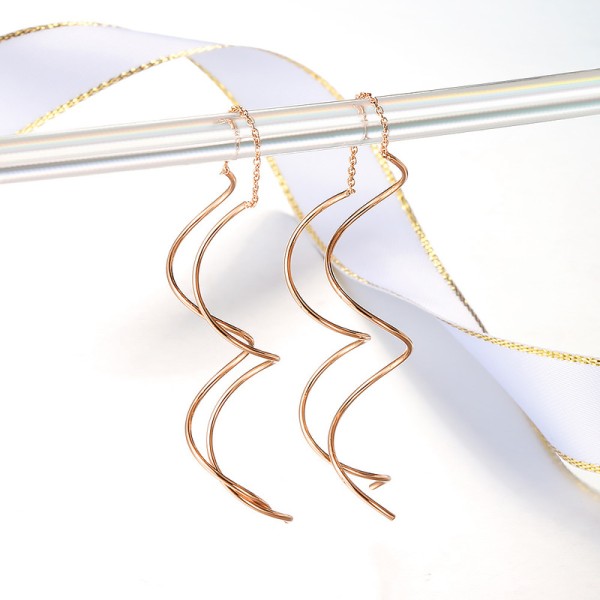 Simple Spiral Earrings for Women Rose Gold Fashion Jewelry