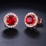 Colorful Crystal Heart & Geometric Stud Earrings for Women