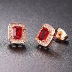 Colorful Crystal Heart & Geometric Stud Earrings for Women