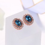 Colorful Crystal Heart & Geometric Stud Earrings for Women
