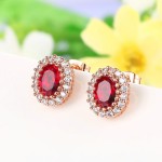 Colorful Crystal Heart & Geometric Stud Earrings for Women