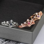 Rose Gold Crystal Crown Ring for Women