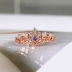 Rose Gold Crystal Crown Ring for Women