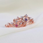 Rose Gold Crystal Crown Ring for Women