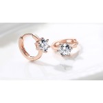 Classic Six-Claw Clear Cubic Zirconia Stud Earrings in Rose Gold
