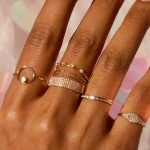 Women's Gold Color Cubic Zirconia Stacking Ring