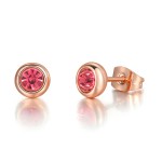 Simple Round Stud Earrings with Austrian Crystal in Rose Gold