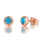 Simple Round Stud Earrings with Austrian Crystal in Rose Gold