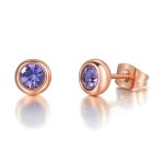 Simple Round Stud Earrings with Austrian Crystal in Rose Gold