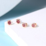 Simple Round Stud Earrings with Austrian Crystal in Rose Gold