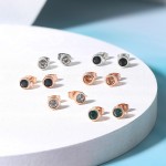Simple Round Stud Earrings with Austrian Crystal in Rose Gold