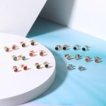 Simple Round Stud Earrings with Austrian Crystal in Rose Gold
