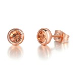 Simple Round Stud Earrings with Austrian Crystal in Rose Gold