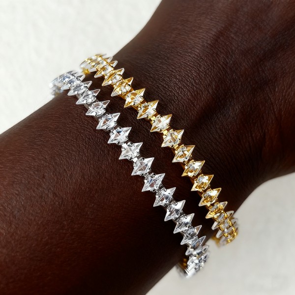 Gold Color Cubic Zirconia Tennis Bracelet for Women