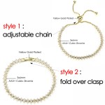 Gold Color Cubic Zirconia Tennis Bracelet for Women