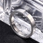 Minimalist Frosted Titanium Steel Ring with Zircon for Women and Men
