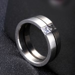Minimalist Frosted Titanium Steel Ring with Zircon for Women and Men