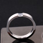 Minimalist Frosted Titanium Steel Ring with Zircon for Women and Men