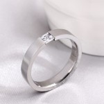 Minimalist Frosted Titanium Steel Ring with Zircon for Women and Men