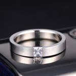 Minimalist Frosted Titanium Steel Ring with Zircon for Women and Men