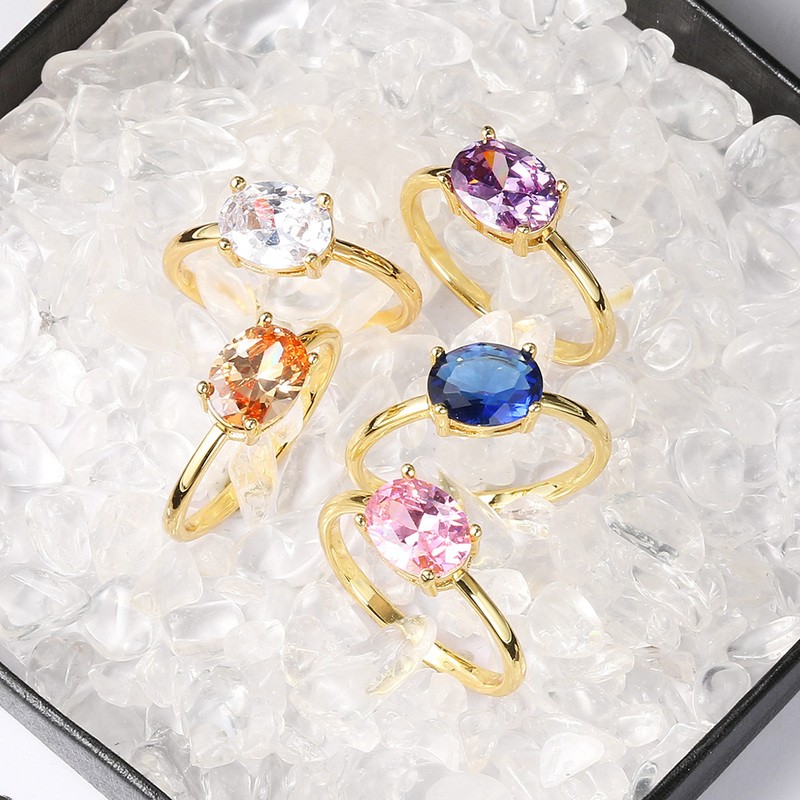 Oval Candy Stone Zircon Wedding Ring for Women