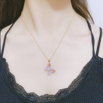 Butterfly Necklace for Women Pink Purple Crystal Pendant Choker