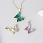 Butterfly Necklace for Women Pink Purple Crystal Pendant Choker