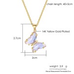 Butterfly Necklace for Women Pink Purple Crystal Pendant Choker