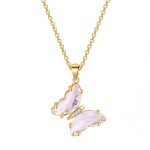 Butterfly Necklace for Women Pink Purple Crystal Pendant Choker