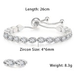 Oval Crystal Tennis Bracelets for Women Korean Fashion Gold Color Adjustable Zircon Chain on Hand Bangle Jewelry Friend Gift 207