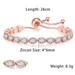 Oval Crystal Tennis Bracelets for Women Korean Fashion Gold Color Adjustable Zircon Chain on Hand Bangle Jewelry Friend Gift 207