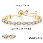 Oval Crystal Tennis Bracelets for Women Korean Fashion Gold Color Adjustable Zircon Chain on Hand Bangle Jewelry Friend Gift 207