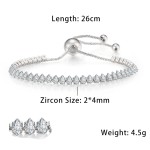 Oval Crystal Tennis Bracelets for Women Korean Fashion Gold Color Adjustable Zircon Chain on Hand Bangle Jewelry Friend Gift 207