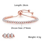 Oval Crystal Tennis Bracelets for Women Korean Fashion Gold Color Adjustable Zircon Chain on Hand Bangle Jewelry Friend Gift 207