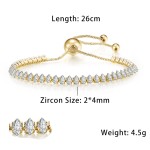 Oval Crystal Tennis Bracelets for Women Korean Fashion Gold Color Adjustable Zircon Chain on Hand Bangle Jewelry Friend Gift 207