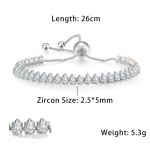 Oval Crystal Tennis Bracelets for Women Korean Fashion Gold Color Adjustable Zircon Chain on Hand Bangle Jewelry Friend Gift 207