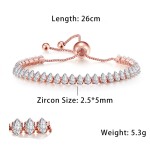 Oval Crystal Tennis Bracelets for Women Korean Fashion Gold Color Adjustable Zircon Chain on Hand Bangle Jewelry Friend Gift 207