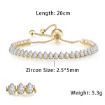 Oval Crystal Tennis Bracelets for Women Korean Fashion Gold Color Adjustable Zircon Chain on Hand Bangle Jewelry Friend Gift 207