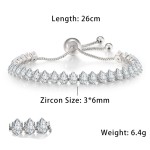 Oval Crystal Tennis Bracelets for Women Korean Fashion Gold Color Adjustable Zircon Chain on Hand Bangle Jewelry Friend Gift 207