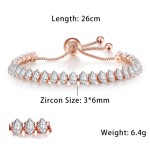 Oval Crystal Tennis Bracelets for Women Korean Fashion Gold Color Adjustable Zircon Chain on Hand Bangle Jewelry Friend Gift 207