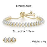 Oval Crystal Tennis Bracelets for Women Korean Fashion Gold Color Adjustable Zircon Chain on Hand Bangle Jewelry Friend Gift 207