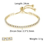 Oval Crystal Tennis Bracelets for Women Korean Fashion Gold Color Adjustable Zircon Chain on Hand Bangle Jewelry Friend Gift 207