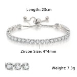 Oval Crystal Tennis Bracelets for Women Korean Fashion Gold Color Adjustable Zircon Chain on Hand Bangle Jewelry Friend Gift 207