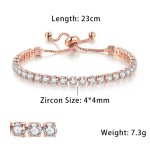 Oval Crystal Tennis Bracelets for Women Korean Fashion Gold Color Adjustable Zircon Chain on Hand Bangle Jewelry Friend Gift 207