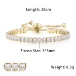 Oval Crystal Tennis Bracelets for Women Korean Fashion Gold Color Adjustable Zircon Chain on Hand Bangle Jewelry Friend Gift 207