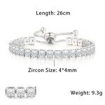 Oval Crystal Tennis Bracelets for Women Korean Fashion Gold Color Adjustable Zircon Chain on Hand Bangle Jewelry Friend Gift 207