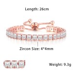 Oval Crystal Tennis Bracelets for Women Korean Fashion Gold Color Adjustable Zircon Chain on Hand Bangle Jewelry Friend Gift 207