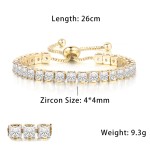 Oval Crystal Tennis Bracelets for Women Korean Fashion Gold Color Adjustable Zircon Chain on Hand Bangle Jewelry Friend Gift 207
